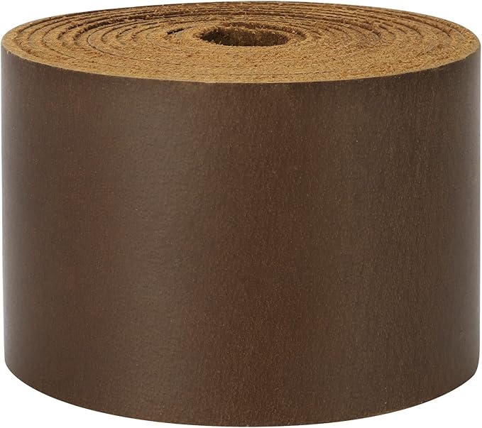 Ringsun 2 Inches Wide Flat Leather Straps for Crafts, Full Grain Leather Strips for Crafts, Tooling (2mm Thick 72.5 Inches Long Dark Brown)
