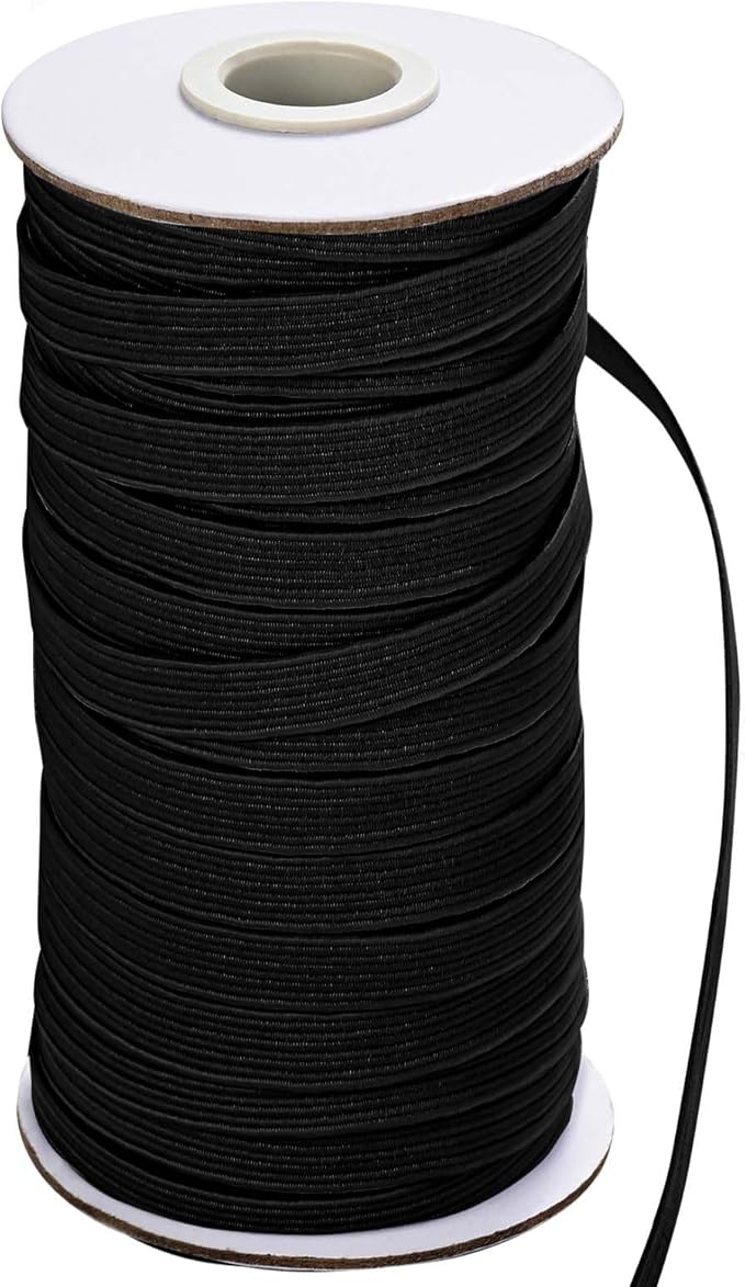 XKDOUS Elastic Band for Sewing, 3/8 Inch 50 Yards Black Knit Elastic Bands High Elastic Cord for Sewing Waistband and Pants Waist