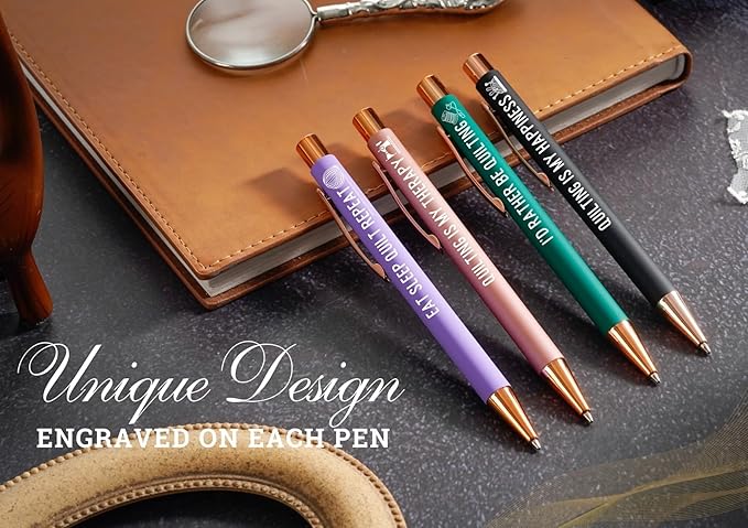 InnoBeta Quilting Gifts Ballpoint Pen Set of 4, Gifts for Quilters on Birthday and Christmas