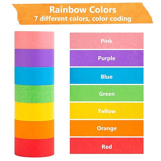 VGOODALL 7PCS Colored Masking Tape, Washi Tape Set for Arts & Crafts, Kids Art Supplies, 330 Feet x 1 Inch