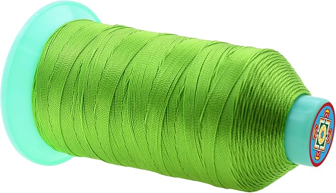 Mandala Crafts Size 346 210D T350 Bonded Nylon Thread - Apple Green 415 YDs Tex 350 Heavy Duty Sewing Threads for Leather, Jeans, Weaving, Outdoor Marine Upholstery