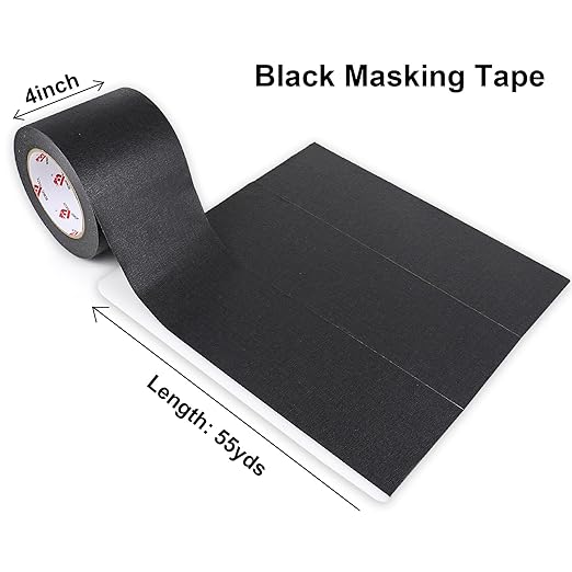 BOMEI PACK Wide Painters Tape 4 Inches x 55 Yards, Black Wide Masking Tape, 3D Printing Tape for Laser Cutting, 21-Day Clean Removal for Indoor and Outdoor Use