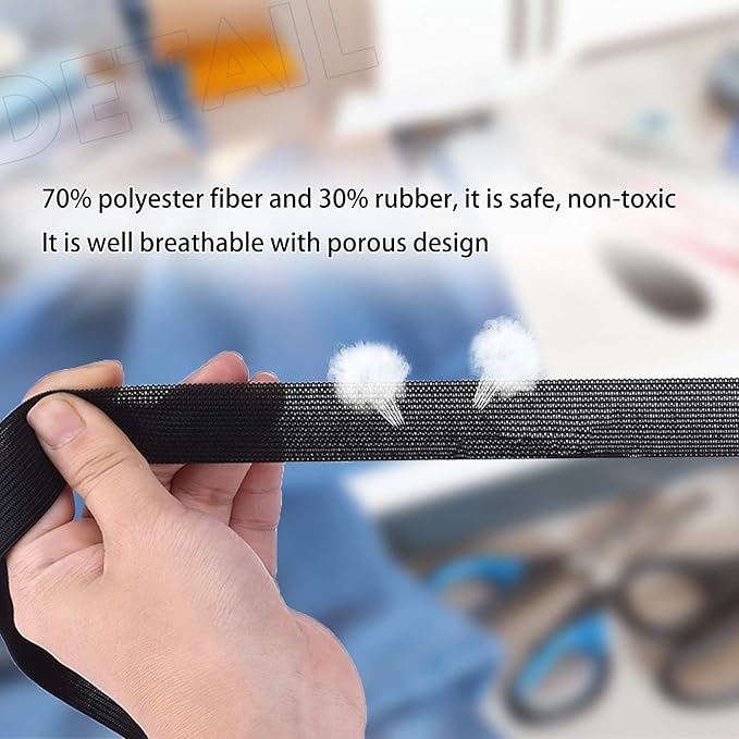 1 Inch Elastic Band for Sewing, Soft Comfortable, High Elasticity, Knit Elastic Strap for Sewing Clothes and Pants Waistband Wig Crafts DIY (Black 5 Yards+White 5 Yards)