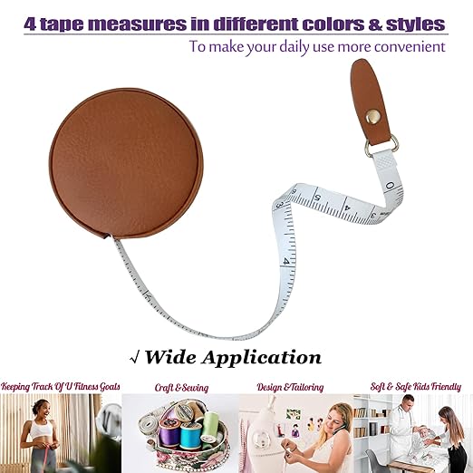 Tape Measure for Body Measuring Medical Body Cloth Tailor Craft Dieting Measuring Tape, 60 Inch/1.5 M Dual Sided Measuring Tape for Body Fabric Sewing（2 Pieces，Brown）
