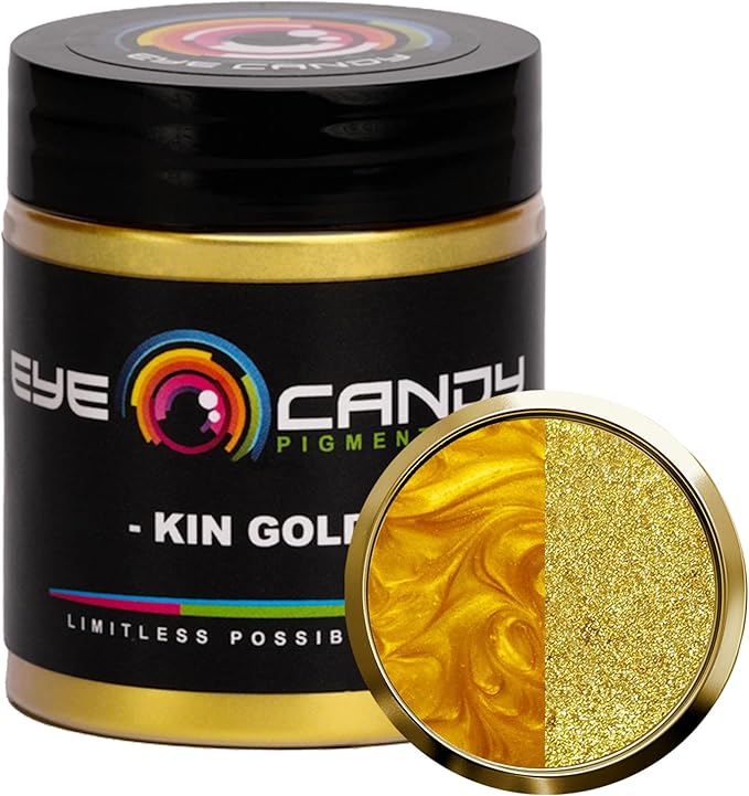 Eye Candy Pigments Premium Gold Mica Powder - Kin Gold (25gr) - for Epoxy, Resin, Soap, Paint, Woodworking, Acrylic Pouring, Bath Bombs, Fishing Lures - DIY Arts and Crafts Additive