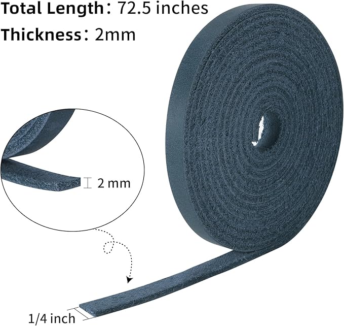 Ringsun 1/4 Inch Wide Flat Leather Strips for Crafts, Full Grain Leather Strap Cord String for Crafts, Tooling (2mm Thick 72.5 Inches Long Blue)