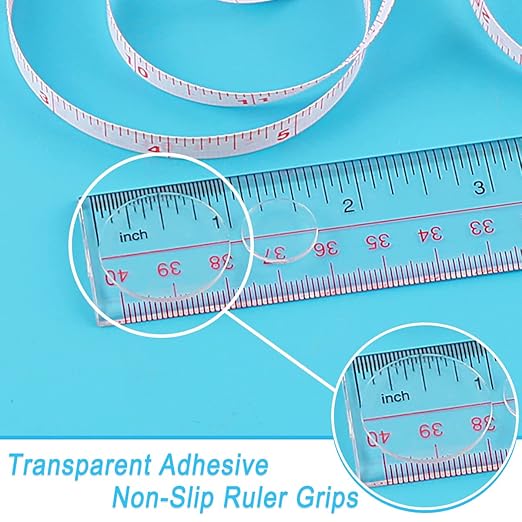 Transparent Soft Ruler Grips, 34 PCS (10 Large & 24 Small) Strong Adhesive Non-Slip Grips for Sewing Rulers Quilting Templates (Clear, 1 Pack)