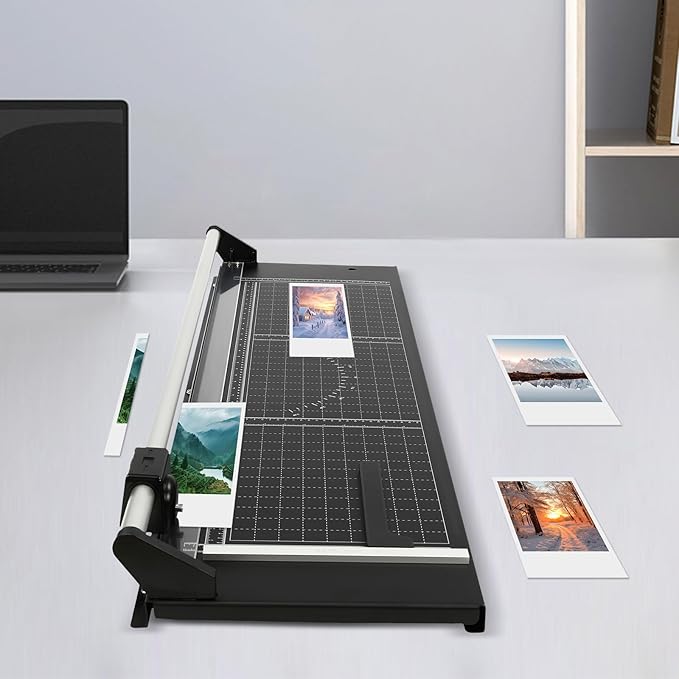 36Inch Manual Precision Rotary Paper Trimmer, Professional Steel Rotary Bypass Cutter for Sharp Photo Paper Cutter & Precise Paper Label Photo Craft
