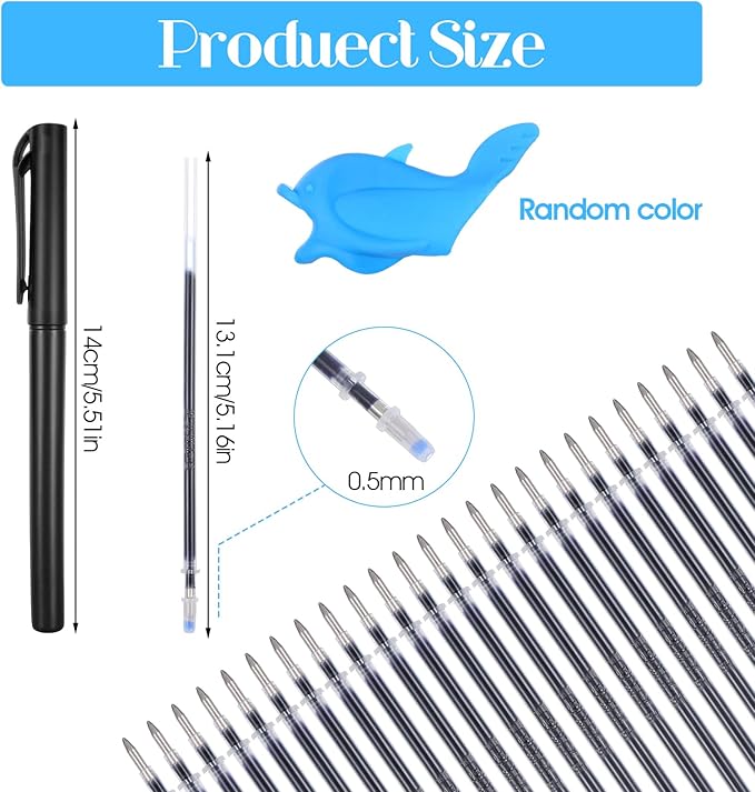 Magic Pens & Refills for Magic Copybooks, Grooved Book Disappearing Ink Pens, Invisible Ink Pen Maker with Writing Grip for Handwriting Reusable Workbooks Practice Drawing