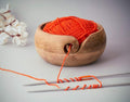 New Years Gifts for Women Wooden Yarn Bowl Knitting Bowl Large Crochet Yarn Holder Handmade Crocheting Accessories and Supplies Organizer 7 x 3 (Natural)