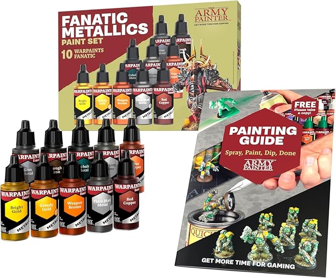 The Army Painter, Warpaints Fanatic Metallics Paint Set, 10 x 18 ml Acrylic Metallic Paints, Incl. Gold, Copper, Metal, Bronze and Silver - Miniature paint set for D&D & Warhammer Miniatures