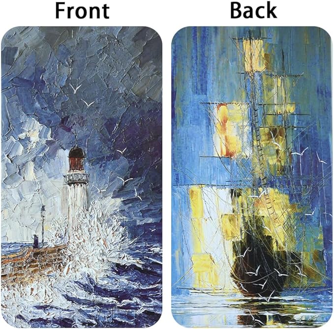 Portable Watercolor Tins Paint Palette with 40Pcs Empty Half Pans and Magnetic Squares, Small Travel Metal Paint Box with Acrylics Painting Art Drawing. Lighthouse