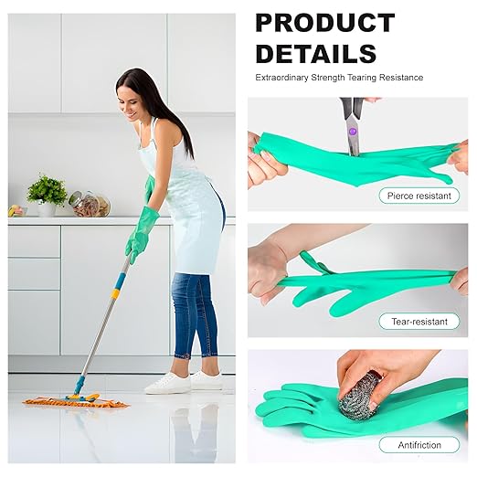 North Tower Chemical Resistant Nitrile Gloves, Resist Household Acid, Alkali, Solvent and Oil, Latex Rubber Free,Large 2 Pairs