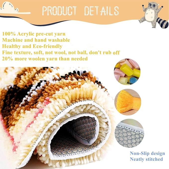 Latch Hook Kits for Adults - DIY Latch Hook Rug Kits, Crochet Kit for Beginners, Rug Making Kits with Printed Canvas, Gift Packaging. (Elephant,15x21)