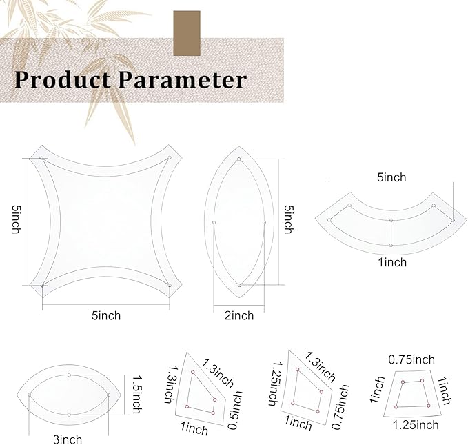 BENECREAT 7 Shapes Double Wedding Ring Acrylic Quilting Template, Transparent Acrylic Quilting Templates Rulers 2.5mm Thick for Woodworking, Quilting Sewing Needlework Craft