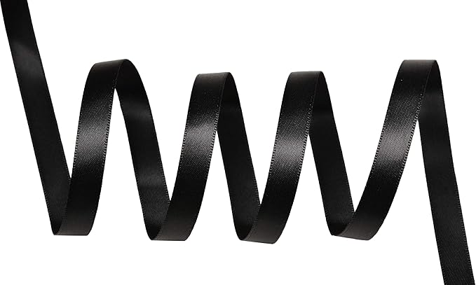 YAMA Black Double Faced Satin Ribbon 3/8 Inch 25 Yards Thin Black Ribbon for Gift Wrapping Crafts Hair Bows Wedding Party Decoration