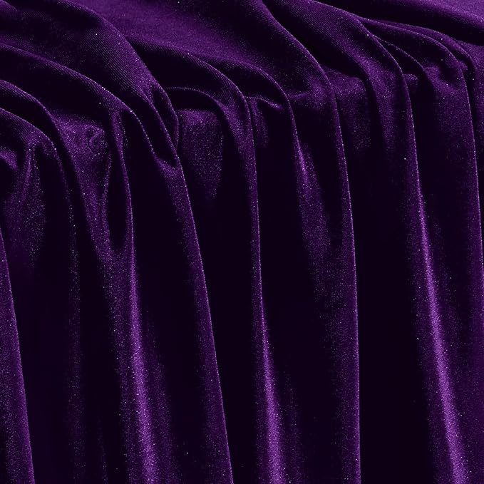 KKJIAF Dark Purple Stretch Velvet Fabric 60 Inch Wide, 5 Yard Soft Stretchy Fabric for Sewing Clothes, Apparel, Costume, Crafts - 90% Polyester 10% Spandex