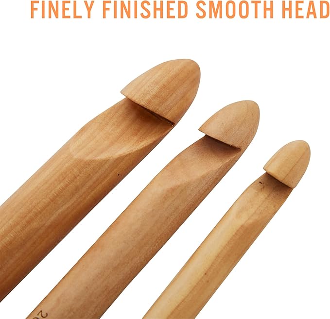 Bamboo Crochet Hooks Set - 15mm(P/Q), 20mm(S), 25mm(U) 3PCS Giant Hooks with Portable Case - Perfect for Big Loop or Extra Bulky Yarn Projects