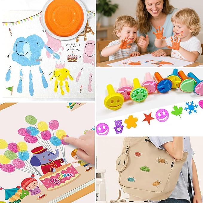 7 Inch Large Ink Pad for Washable | Washable Stamp Pads for Classroom Stamps, Scrapbook Supplies Kit & Fabric Crafts (12 Colors)