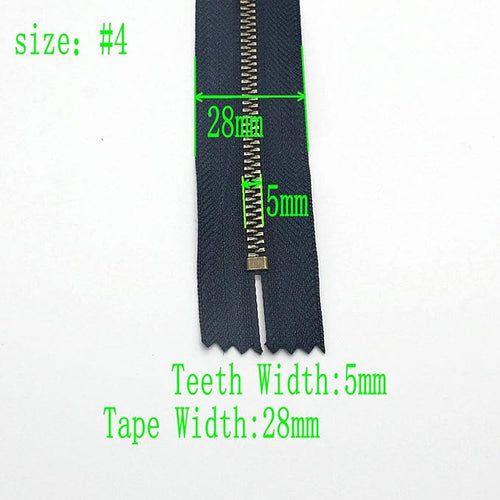 #4 20cm Metal Zipper for Jeans 8" Antique Brass Zipper Navy 8 inch Close End Jeans Zippers for Sewing Crafts Bag Pocket Pack of 6 pcs Leekayer