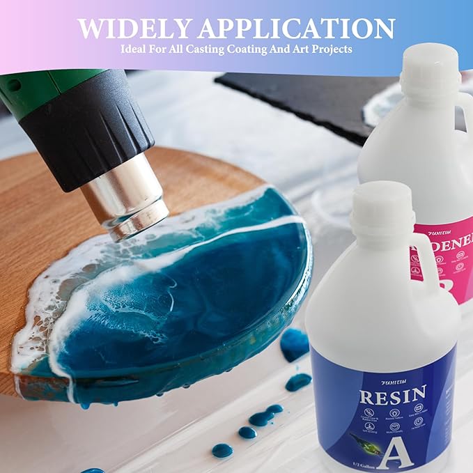 Epoxy Resin 1 Gallon - Crystal Clear Epoxy Resin Kit - Self-Leveling, High-Glossy, No Yellowing, No Bubbles, Perfect for Crafts, Table Tops, DIY 1:1 Ratio