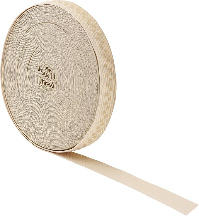 Mandala Crafts 0.5 Inch Elastic Silicone Gripper Tape for Clothing - 10 Yds Dotted Non Slip Elastic Band for Sewing - Cream Silicone Flat Fabric Stretchy Ribbon Straps
