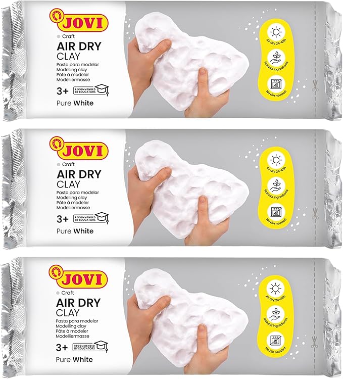Jovi - Air Dry Modeling Clay, Set of 3 Units, 1.1lb Each, Total of 3.3lb, No Oven Needed, White Color, Pottery Clay for Arts and Crafts Projects (P85/3)