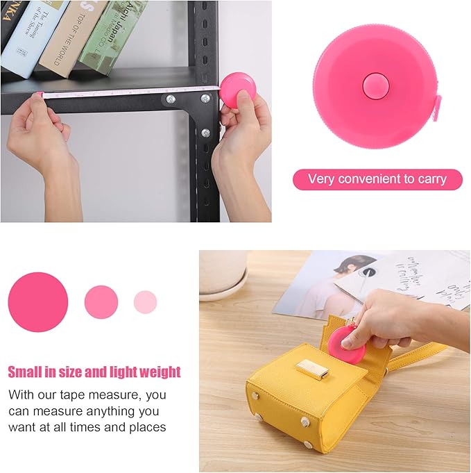 Tape Measure Body Measuring Tape, Retractable 60 Inch Soft Mini Measuring Tape, Small Sewing Fabric Tape Measurer for Cloth Waist Medical Nursing Craft(3 Pack/Pink Purple Sky Blue)