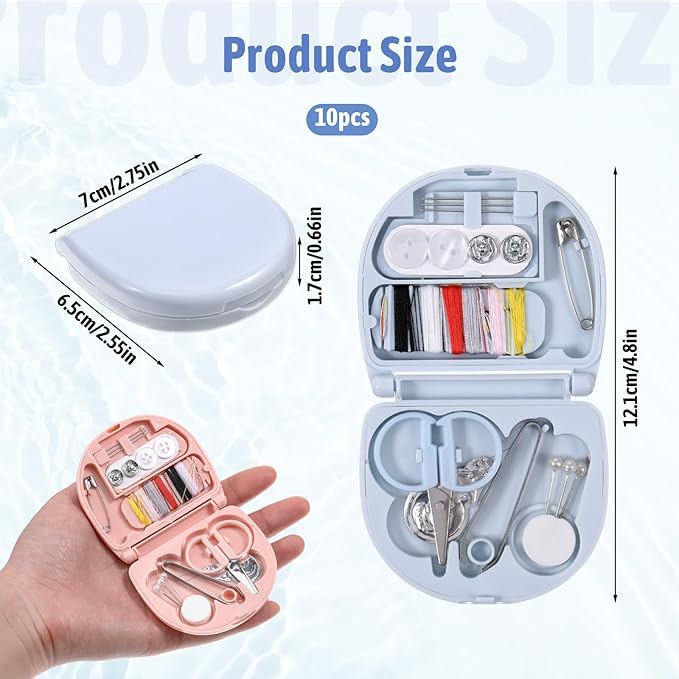 EupHHonycs 10 Pieces Mini Travel Sewing Kit Portable Travel Sewing Box Kit Portable Small Emergency Sewing Tool with Needle and Thread Scissors for Beginner Traveler Hotel Charity Homeless