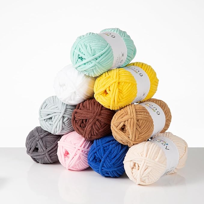 Super Soft and No Shedding Chunky Chenille Yarn for Crocheting and Knitting -Easy to Crochet with-Super Bulky #6, 3Pack of 3.5oz/82yds -Chunky Plush Yarn for Hand Craft Blanket Amigurumi Pink Color