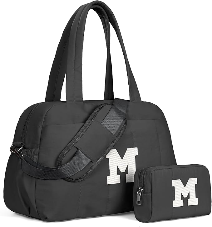 Gifts for Teen Girls-Women Duffle Bag with Initial, Personal Item Travel Bags，Friend Daughter Gifts-Gym Bag with Wet Pocket，Travel Bags Personalized Tote with Makeup Pouch-Teenage Gift