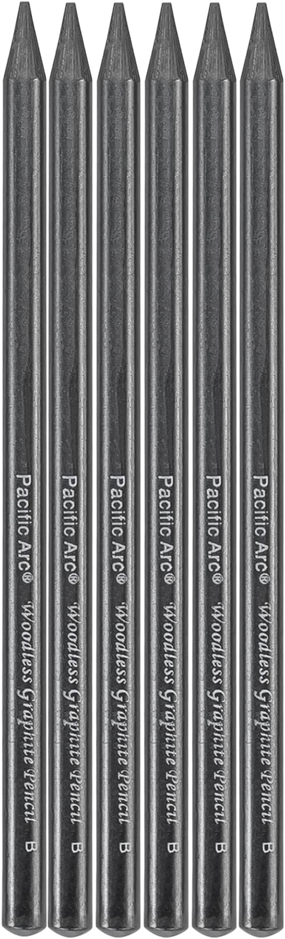 Pacific Arc Woodless Graphite Pencil 6 Pack Set, B, for Sketching, Drawing, Coloring and Art