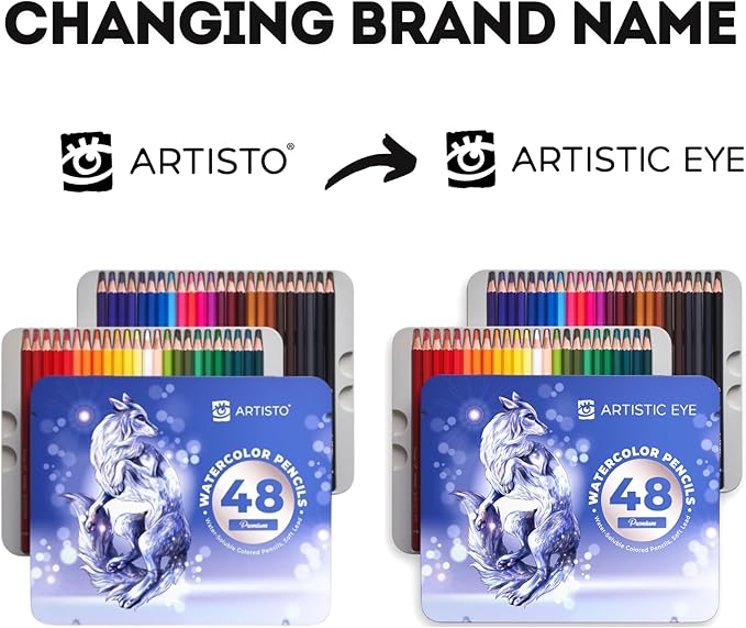 ARTISTIC EYE Premium Watercolor Pencils | Set of 48, Quality 3.5mm Soft Core Leads, Water-Soluble Pencils, Perfect for Beginner & Advanced Artists
