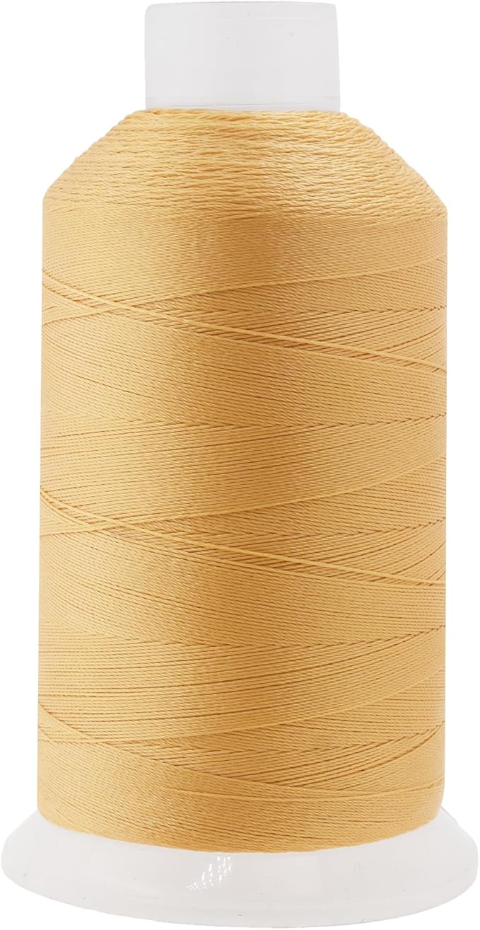 Mandala Crafts Blonde Heavy Duty Thread - 1500 Yds Tex 90 Bonded Polyester Threads for Sewing Drapery, Jeans, Leather, Hair, Outdoor Marine Upholstery