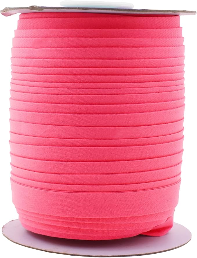 Mandala Crafts 55 Yards 5/8 Inch Hot Pink Double Fold Bias Tape for Sewing - Bias Binding Tape for Quilting Binding, Hemming, Seam, and Fabric Piping