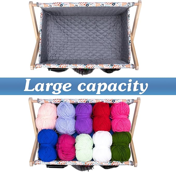 Hanfetch Yarn Caddy Large Size Yarn Storage Organizer for Yarn Skeins-Organizer for Crochet Hooks Knitting Needles Other Accessories