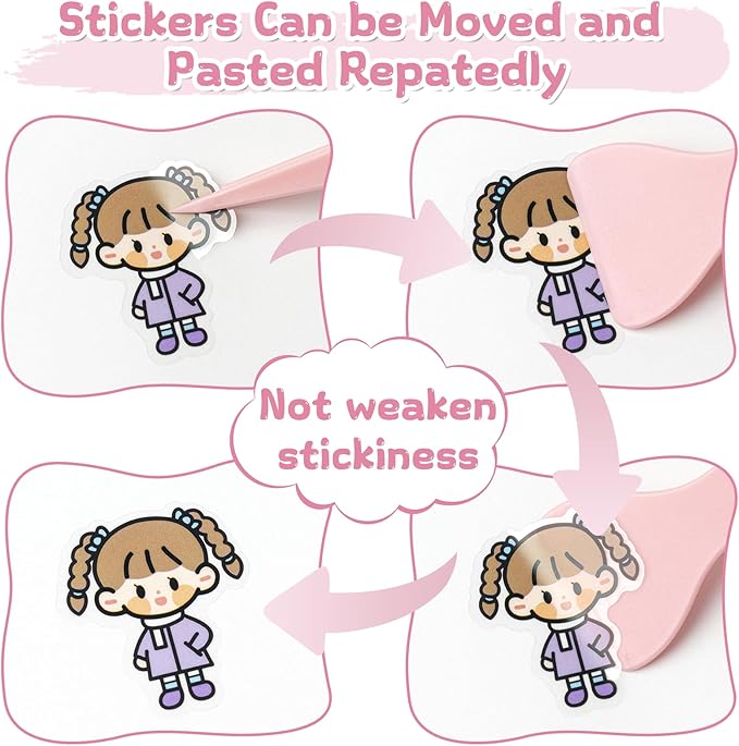 Reusable Sticker Book, A5 PU Leather Sticker Collecting Album with 100 Sides Blank Release Paper and 140 Pockets for Adult Kids Toddlers (Pink)