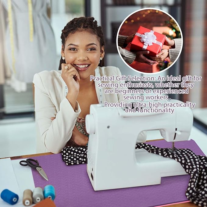 2 Pcs Sewing Machine Muffling Mat Pedal Sewing Mat Reduce Vibrations Noise No Slip Machine Accessories for Quilting(17" X 36" and 9" X 14",Pink Purple)