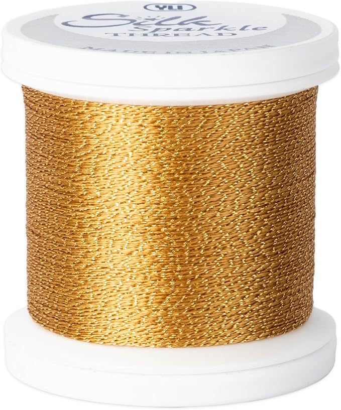 YLI Threads Silk Thread – 100 wt Fine Japanese Silk for Appliqué, EPP, and Quilting - Gold Sparkle