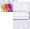 MyArTool Empty Watercolor Palette, Empty Watercolor Tin Box Palette Paint Case, Foldable Watercolor Paint Palette with 12 Empty Half Pans for Watercolor and Acrylic Painting