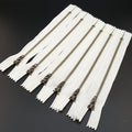 Leekayer 3# Jeans Zipper 5 Inch Antique Brass Metal Zipper 12.7cm Close End Zippers 6pcs,(White-Brass)