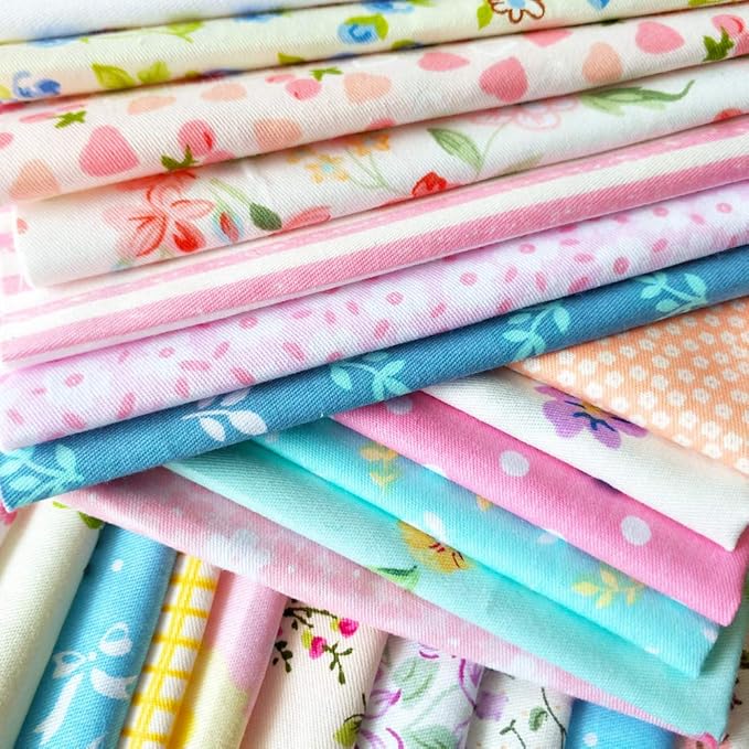 flic-flac 50pcs 8 x 8 inches (20cmx20cm) Cotton Fabric Squares Quilting Sewing Floral Precut Fabric Square Sheets for Craft Patchwork (50pcs 20cm*20cm)