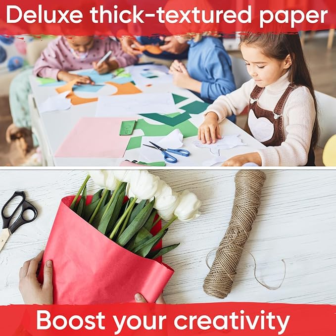 48" x 1200" (100 ft) Red Kraft Paper Roll (Value Pack of 2), 45 lbs Thickness, Made in USA Colored Kraft Paper for School, Bulletin Board - Odorless, Non-Toxic, Safe for Kids