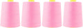 Mandala Crafts 4 Pack of Serger Threads Cones Spools - 20S/2 24000 Yards Polyester Light Pink Threads for Sergers Machine and Overlock Quilting Sewing Machine