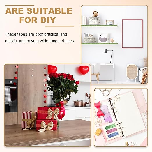 PATIKIL 1 Roll Glitter Paper Washi Tape, 15mm Washi Self-Adhesive Decorative Tape for Crafts DIY Gift Packaging Art Scrapbook Decor, Red