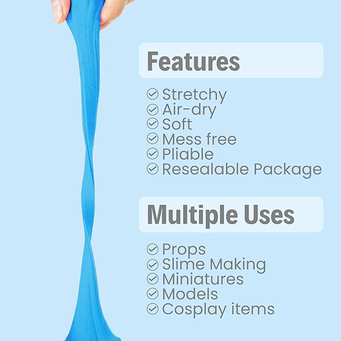 BOHS Sky Blue Modeling Foam Clay - 1.1 Lbs, Squishy,Soft, Air Dry -for Flower Mirror,Cosplay,Fake Bake, Slime Supplies-500g