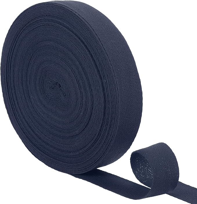 uxcell 23 Yards Cotton Twill Tape, 1-inch Herringbone Webbing Ribbon Bias Binding Tapes for Clothes Sewing, DIY Crafting (Dark Blue)