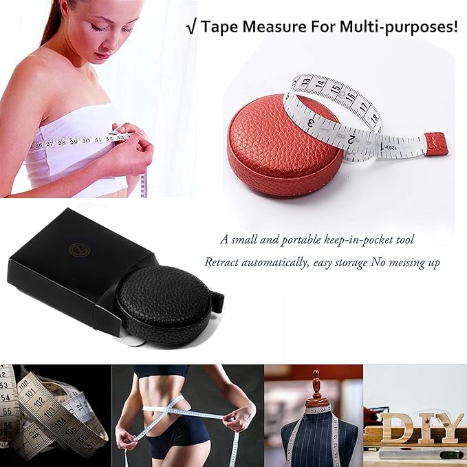 3m/120 Tape Measure Body Measuring Tape for Body Cloth Tape Measure for Sewing Fabric Tailors Medical Measurements Tape Dual Sided Cloth Tailor Craft Ruler Retractable (Black+Red)