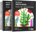Shuttle Art 9x12” Sketchbook, 220 Sheets Total, Pack of 2(110 Sheets Each), 68lb/100gsm Thick Paper, Spiral Bound Mixedmedia Sketch Pad, Acid-free Drawing Pad for Kids Adults Artists Sketching Drawing