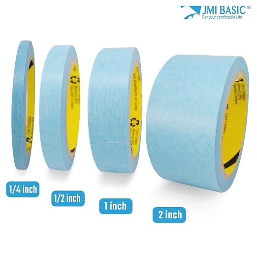 Blue Painters Tape Washi Paper - Assorted Size Multi Pack 44 Yard - No Residue Masking Tape for Painting Drafting Craft - Delicate Surfaces - Heat Resistant - Thin Thick (1/4 x 1/2 x 1 Inch - 6pK)
